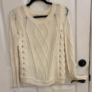Diane Von Furstenberg Cream Cable Knit Sweater
